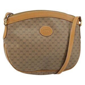 Authentic GUCCI Micro GG Supreme Shoulder Bag PVC Beige Gold 007 87 0096